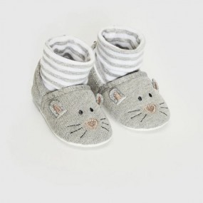 LCW STEPS Embroidery Detailed Cotton Lined Pre-Walking Baby Boy Socks Home Shoes