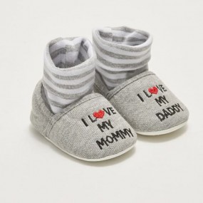 LCW STEPS Embroidery Detailed Cotton Lined Pre-Walking Baby Boy Socks Home Shoes