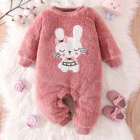 Baby Cartoon Embroidery Fuzzy Jumpsuit