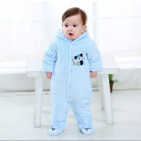 Newborn Winter Fleece Jumpsuit Outfit Hooded Romper Baby Warm Bodysuit Coat New