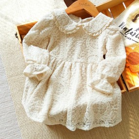 Vintaside Kids Baby Girl Cute & Elegant Floral Embroidery Collar Dress, Suitable For Evenings, Birthday Parties, Gatherings