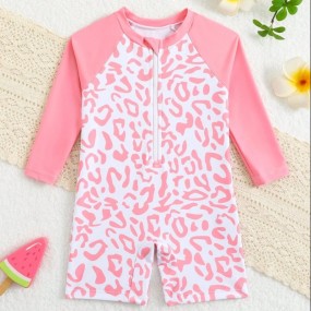 SHEIN Baby Girls BeachwearGirl's Beach Wear, Girl's Leopard Print