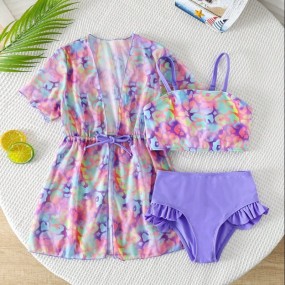 3pcs Set Young Girl Leopard Print Bikini Swimwear Young Girl Bathing Suits Young Girls Outfit Sets Clothes 4t Summer Holiday