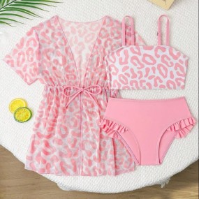 3pcs young girl swimsuit set